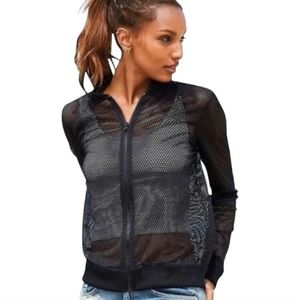 Victoria's Secret Sport VS X Mesh Bomber Zip Up Jacket Black Size L